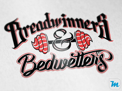 Breadwinners & Bedwetters Logotype branding custom type dumbbell fitness fluffly lettering logo typography