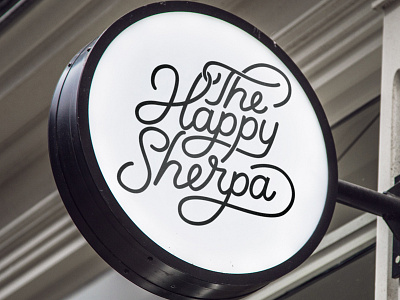 The happy Sherpa Outdoor Sign calligraphy handmade happy lettering logo logotype sherpa typography wordmark