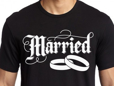 Married T-shirt calligraphy custom gothic groom married spouse tshirt wedding