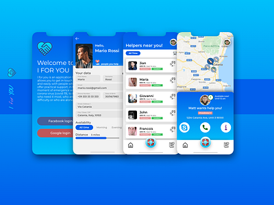 I For You, an hybrid APP Open Source for helping you. android app app design apple covid 19 help people mobile app mobile app design mobile ui mockups ui volunteer