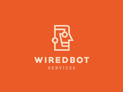 Wired Bot brand circuit design process head icon identity logo mark process robot tech
