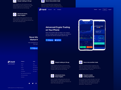 Liquid Pro - Mobile App Landing Page b2c crypto crypto exchange cryptocurrency fintech flat design illustration interface lander landing page liquid mobile app trading app trading platform ui ux web web design website website design