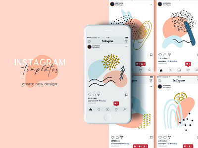 Abstract shapes for instagram templates abstract abstract art abstract shape abstraction branding design floral geometric illustration illustrator instagram instagram post pastel color poster vector