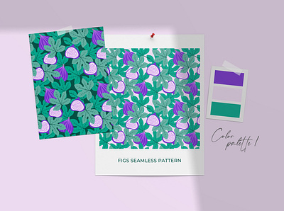 Figs seamless pattern. Figs and leaves branding design floral fruit pattern illustration illustrator packaging pattern seamless pattern surfacedesign
