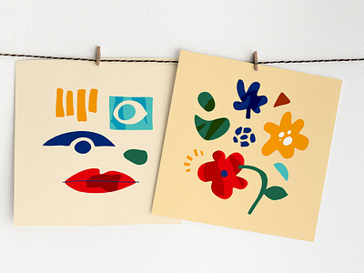 Modern eyes collection in trendy Mattise-inspired art style