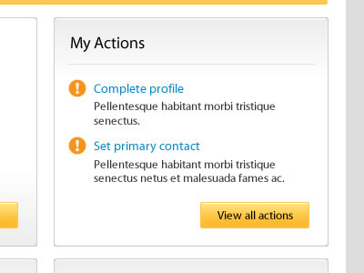 My Actions grey portal ui ux web web design website yellow