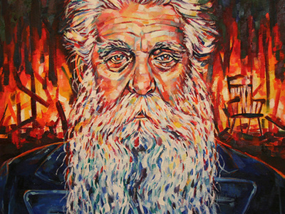 The Carpenter burning carpenter chair fire oil old man painting