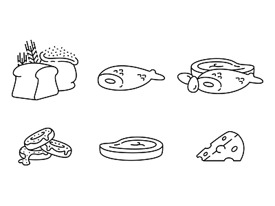 Food Icons #1 bread cheese donuts eggs fish food icon illustration meat