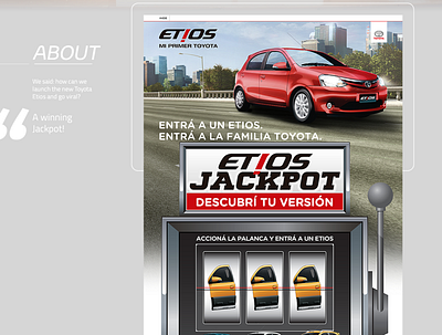 Amazing Etios Jackpot /Landing Gaming Page/ animation app branding campaing design etios illustration landing site toyota ui ux vector web web design website