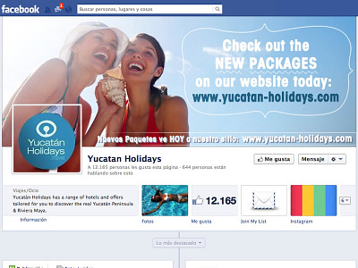 Estética para Fan Page de Yucatán Holidays facebook fan page redes sociales