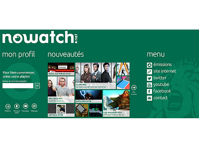 Windows Phone 8 Application NoWatch appli interface mobile nowatch podcast user windows phone wp