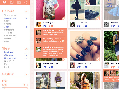 Close-up on a fashion social network template