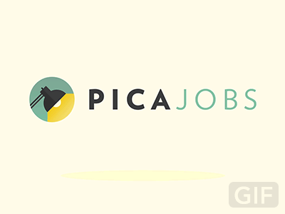 Picajobs 2d animation bounce fede cook flat gif animated icon ident illustration lamp logo motion graphics picajob santiago alonso uruguay