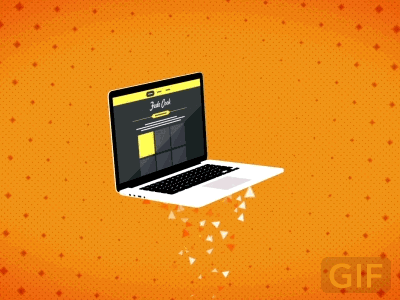 2D test / Web promo 2d 2d animation 3d design explosion fede cook flat gif animated icon laptop macbook motion graphics particles particular web