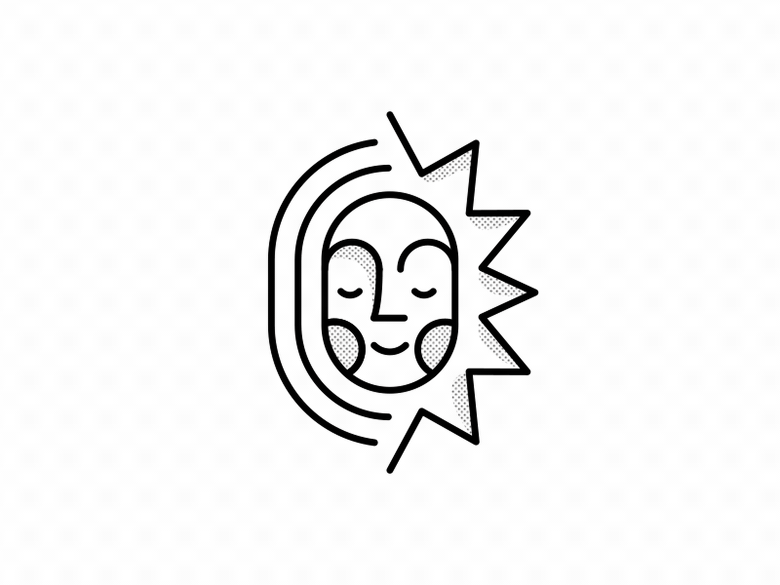 Peaceful Sun 2d animation animation brand animation brand design branding branding animation geometric geometry halftones identity identity animation identity design logo animation logo design minimalism shape animation