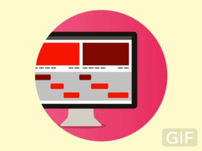 Video / Animation 2d animation circle computer fede cook final cut flat icon gif animated mac motion graphics red video yellow