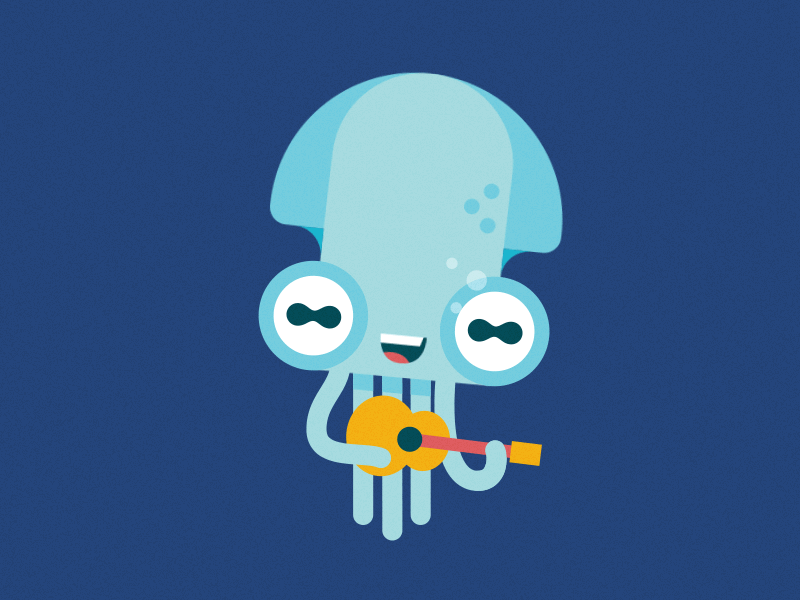 Singing Octo animated gif bubble character character animation explainer fede cook guitar motion graphics octopus sing sticker emoji water