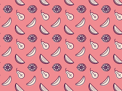 Fruits Pattern - Freebie bannana flat free freebie fruits icons lemon outline pattern pear pink watermelon