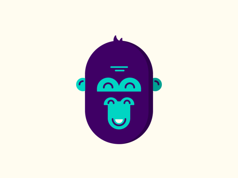 Splitzy + AE project brain chimpanzee flesh gorilla head inside monkey shapes spin split stiker emoji thoughts