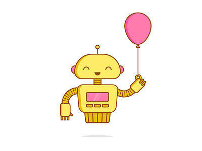 Miss Robot ballon childhood emoji friend pink play robot screen smile sticker toy yellow