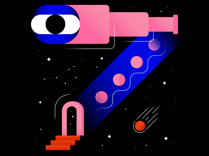 7 - The seeker alien astronaut comet cosmos door explore explorer eye galaxy lettering moon numerology portal seek seeker seven space stairs stars telescope