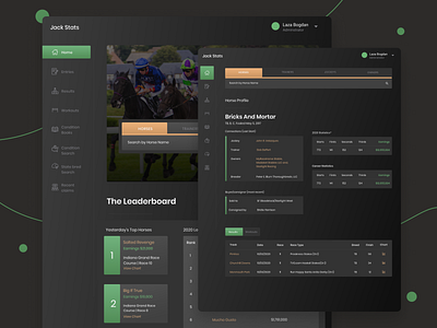 Dark UI Horse Racing Dashboard