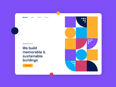 Architecture Geometric Website Design Concept abstract architect architecture building colourful design geometric purple shapes sustainable ui vibrant web website yellow