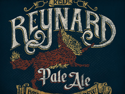 Red Reynard Pale Ale distress fox hand drawn illustrator photoshop tee design vintage