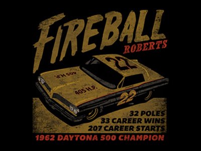Fireball Tee illustrator nascar photoshop racing screenprint tee design texture vintage