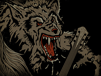Werewolf paint photoshop screenprint tee design texture