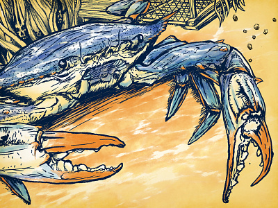 Feelin' Crabby crab fish illustration illustrator photoshop screenprint tee design texture vintage