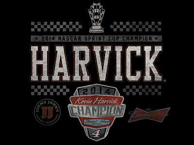 Vintage Harvick Champ Tee auto car distressed grunge illustrator retro tee vector vintage