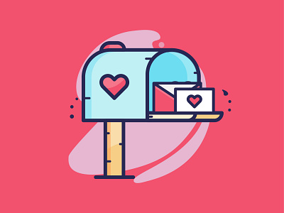 Mail Box with Love Letter design event icon iconography icons illustration interface mailbox ux valentine valentine day vector