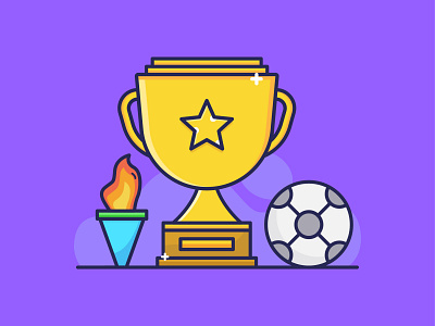 Footbal Trophy, Flame, and Ball ball icon design filled style flame flat style football icon iconography icons illustration stadium trophy vector