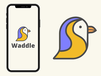 Waddle Logo design app branding graphic design icon logo logodesign outlined penguin