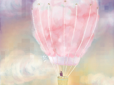 Cotton Candy Hot Airballoon art branding digitalart digitalpaint femenine illustration krita pink romantic