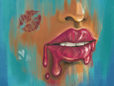 Melting kiss art branding digitalart digitalpaint digitalpainting femenine illustration kiss kisses krita lips lipstick pink