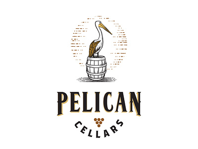 Pelican logo classic rustic vintage logo wine label