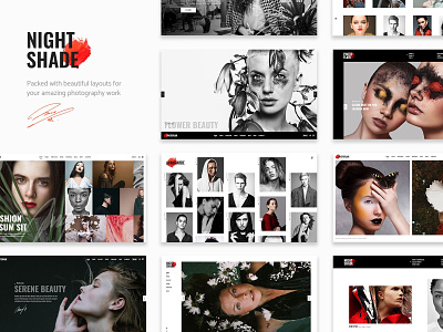 Nightshade - Photography Portfolio Theme animation fashion gallery layout lookbook photography portfolio proofing responsive showcase studio template theme web design wordpress