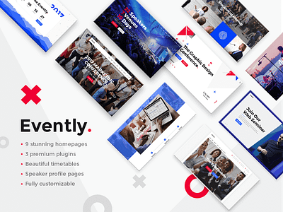 Evently - Conference & Meetup Theme blog business conference design events festival layout marketing meetup multipurpose responsive schedule template theme web design webinar wordpress