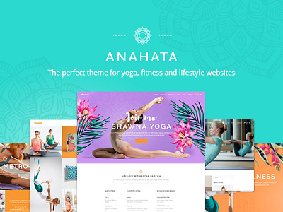 Anahata colorful design fitness health landing page layout lifestyle meditation responsive sport template theme ui ux website website mockup wordpress yoga