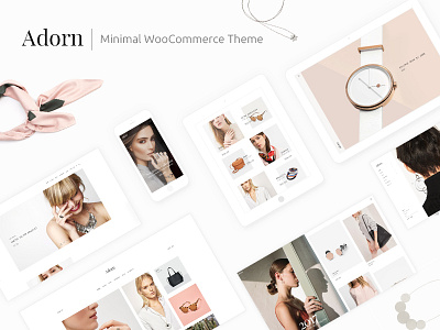 Adorn boutique design ecommerce elegant fashion landing page layout minimal online shop online store responsive retail template theme ui ux webdesign website mockup woocommerce wordpress