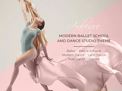 Arabesque ballet clean dance dance studio elegant homepage landing page layout moder pink responsive template theme ui ux web webdesign website design website mockup wordpress