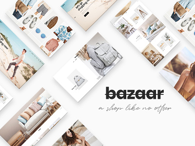 Bazaar boutique design ecommerce fashion landing page layout minimal modern online shop online store responsive retail template theme ui ux webdesign website mockup woocommerce wordpress