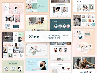 Sånn agency architechture branding business creative creative agency design designer digital layout pastel portfolio responsive template theme ui ux webdesign website mockup wordpress