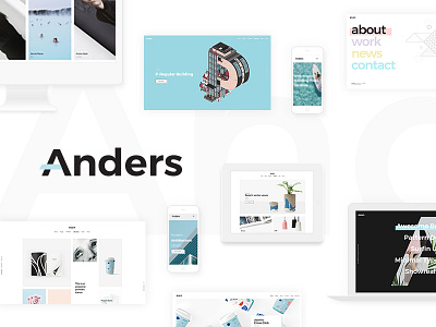 Anders agency branding creative designer landing page layout minimal pastel portfolio responsive studio template theme typography ui ux webdesign website mockup wordpress