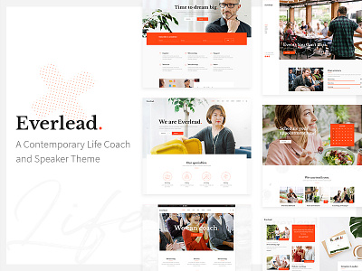 Everlead blog business consulting events landing page layout life coach life coaching lifestyle motivation responsive speaker template theme ui ux webdesign website mockup wellness wordpress