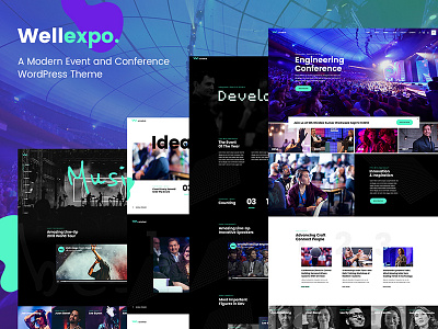 WellExpo agency business conference digital event festival landing page layout responsive schedule seminar speaker template theme ui ux webdesign website mockup wordpress