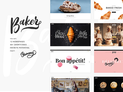 Baker bakery business cake cake shop chocolate colorful landing page layout pastry pastry shop responsive shop sweets template theme ui ux web design website mockup wordpress
