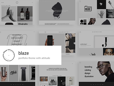 Blaze agency artistic branding creative designer digital landing page layout minimal photography portfolio responsive studio template theme typography ui ux web design wordpress